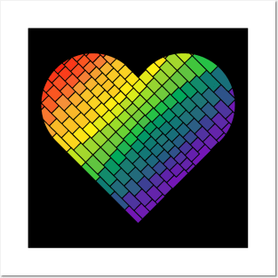 Tiled Rainbow Gay Pride Heart Posters and Art